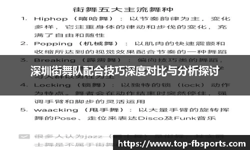 深圳街舞队配合技巧深度对比与分析探讨